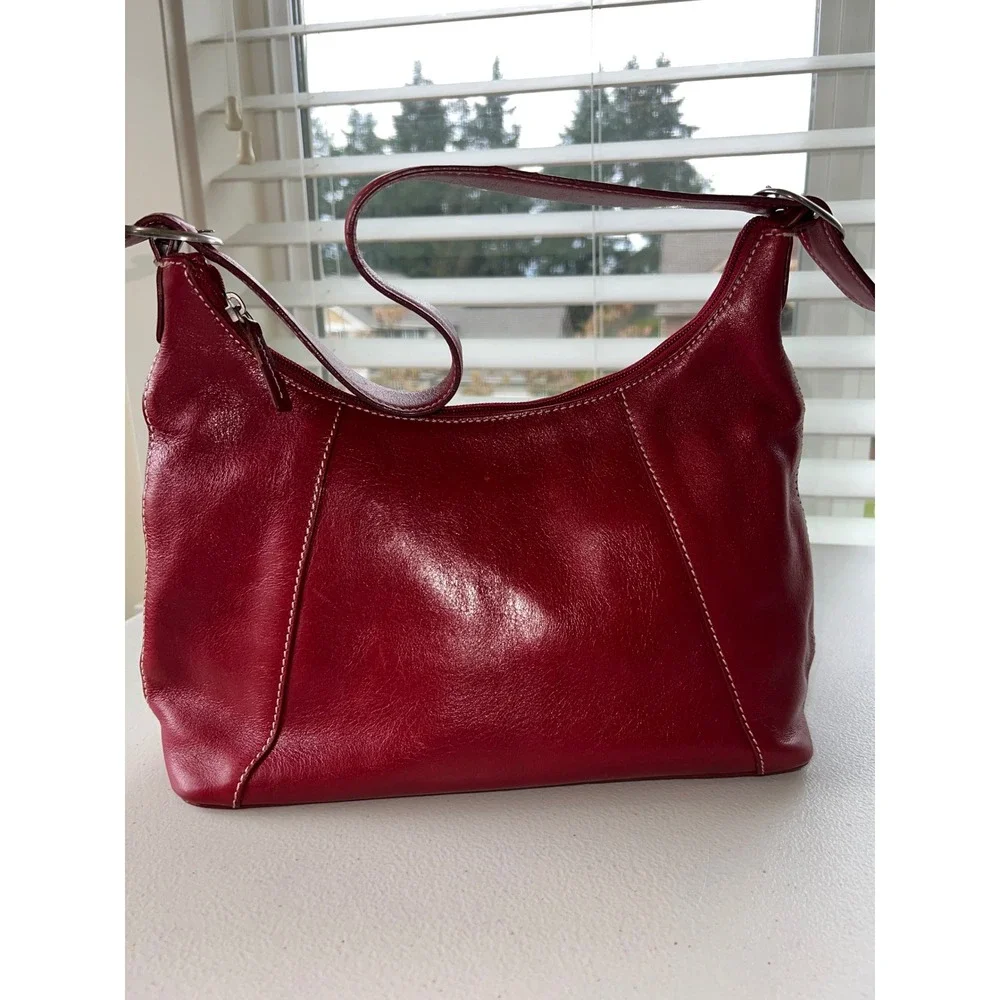 Nordstrom Vintage Y2K Red Leather Hobo Shoulder Bag Purse